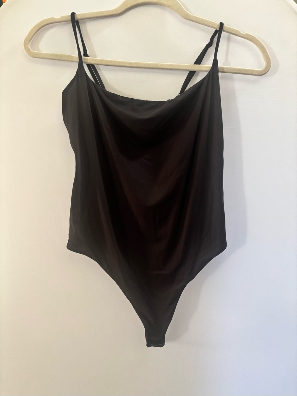 Source Unknown Black Satin Cowl-Neck Bodysuit